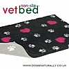 Charcoal with Pink Hearts & White Paws  Non Slip Vetbed